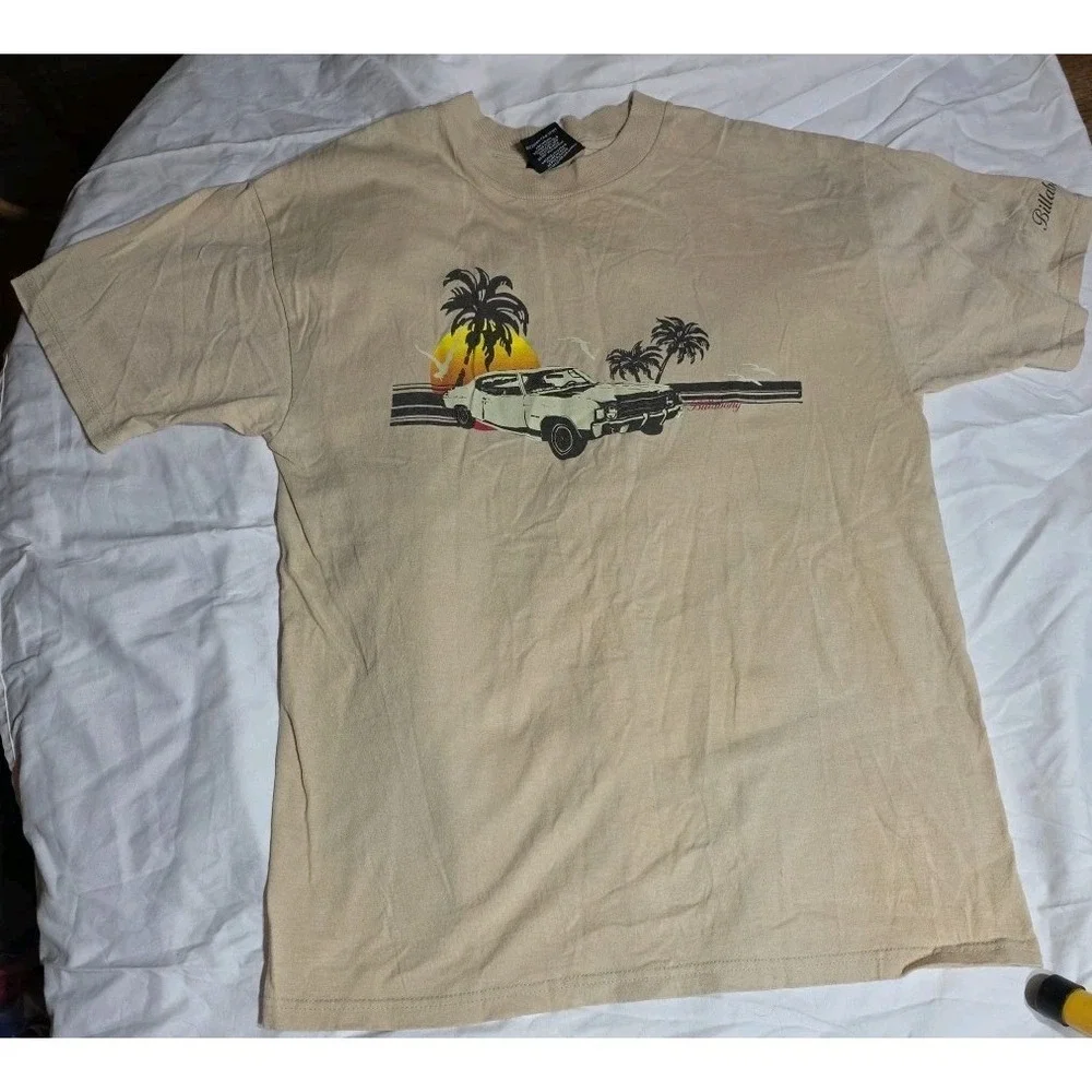 VTG Billabong Logo Y2K Surf Surfing Skate Tan T Shirt Men's Size Medium Car